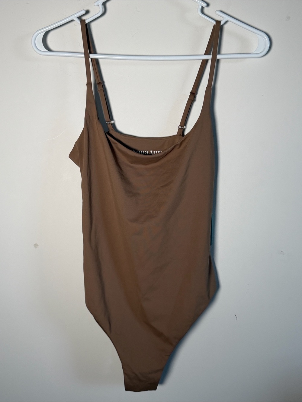 Aqua Brown Scoop Neck Bodysuit with Adjustable Straps - Picture 1 of 6
